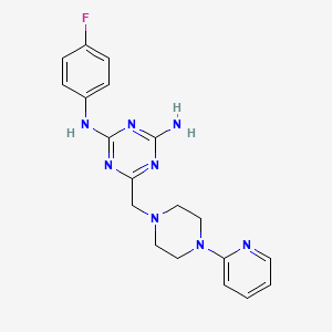 molecular formula C19H21FN8 B1202281 N2-(4-fluorophenyl)-6-[[4-(2-pyridinyl)-1-piperazinyl]methyl]-1,3,5-triazine-2,4-diamine 