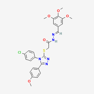 molecular formula C27H26ClN5O5S B12022819 2-{[4-(4-chlorophenyl)-5-(4-methoxyphenyl)-4H-1,2,4-triazol-3-yl]sulfanyl}-N'-[(E)-(3,4,5-trimethoxyphenyl)methylidene]acetohydrazide 