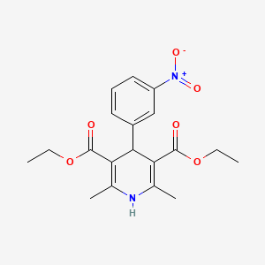 molecular formula C19H22N2O6 B1202288 Diethyl 2,6-dimethyl-4-(3-nitrophenyl)-1,4-dihydropyridine-3,5-dicarboxylate CAS No. 21829-28-7