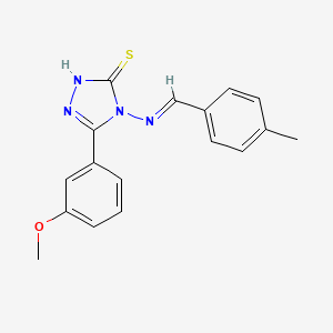 molecular formula C17H16N4OS B12022999 5-(3-Methoxyphenyl)-4-((4-methylbenzylidene)amino)-4H-1,2,4-triazole-3-thiol CAS No. 613249-04-0