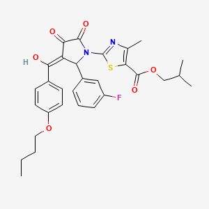 molecular formula C30H31FN2O6S B12023108 2-methylpropyl 2-{3-[(4-butoxyphenyl)carbonyl]-2-(3-fluorophenyl)-4-hydroxy-5-oxo-2,5-dihydro-1H-pyrrol-1-yl}-4-methyl-1,3-thiazole-5-carboxylate 