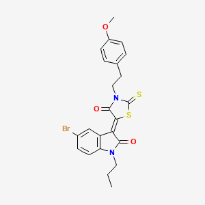 (3Z)-5-bromo-3-{3-[2-(4-methoxyphenyl)ethyl]-4-oxo-2-thioxo-1,3-thiazolidin-5-ylidene}-1-propyl-1,3-dihydro-2H-indol-2-one