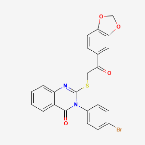 molecular formula C23H15BrN2O4S B12023161 2-{[2-(1,3-benzodioxol-5-yl)-2-oxoethyl]sulfanyl}-3-(4-bromophenyl)quinazolin-4(3H)-one 