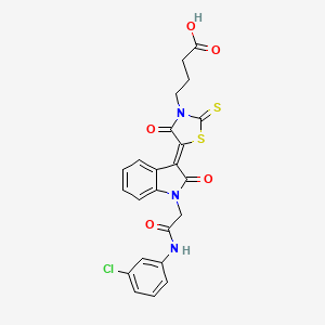 4-((5Z)-5-{1-[2-(3-Chloroanilino)-2-oxoethyl]-2-oxo-1,2-dihydro-3H-indol-3-ylidene}-4-oxo-2-thioxo-1,3-thiazolidin-3-YL)butanoic acid