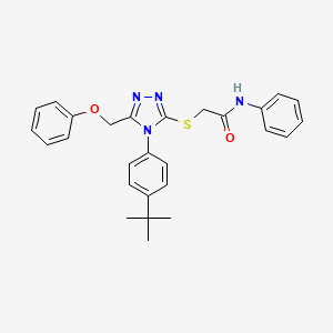 molecular formula C27H28N4O2S B12023216 2-((4-(4-(tert-Butyl)phenyl)-5-(phenoxymethyl)-4H-1,2,4-triazol-3-yl)thio)-N-phenylacetamide CAS No. 618441-46-6