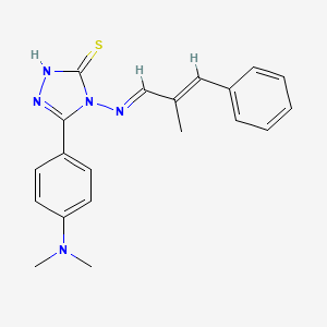 molecular formula C20H21N5S B12023221 5-[4-(dimethylamino)phenyl]-4-{[(E,2E)-2-methyl-3-phenyl-2-propenylidene]amino}-4H-1,2,4-triazol-3-yl hydrosulfide 