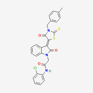 molecular formula C27H20ClN3O3S2 B12023240 N-(2-chlorophenyl)-2-{(3Z)-3-[3-(4-methylbenzyl)-4-oxo-2-thioxo-1,3-thiazolidin-5-ylidene]-2-oxo-2,3-dihydro-1H-indol-1-yl}acetamide CAS No. 618077-35-3