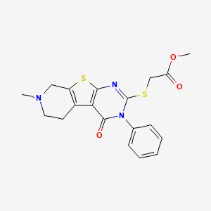 molecular formula C19H19N3O3S2 B1202328 2-[(7-甲基-4-氧代-3-苯基-6,8-二氢-5H-吡啶并[2,3]噻吩并[2,4-b]嘧啶-2-基)硫代]乙酸甲酯 