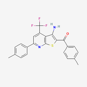 molecular formula C23H17F3N2OS B12023377 [3-Amino-6-(4-methylphenyl)-4-(trifluoromethyl)thieno[2,3-b]pyridin-2-yl](4-methylphenyl)methanone CAS No. 618074-72-9