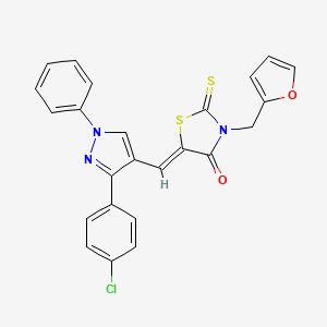 molecular formula C24H16ClN3O2S2 B12023396 (5Z)-5-{[3-(4-Chlorophenyl)-1-phenyl-1H-pyrazol-4-YL]methylene}-3-(2-furylmethyl)-2-thioxo-1,3-thiazolidin-4-one CAS No. 623935-50-2