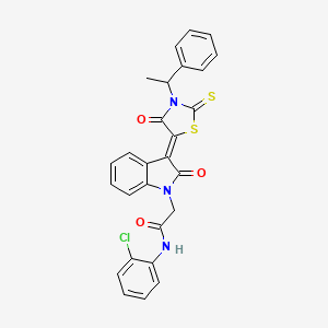 N-(2-chlorophenyl)-2-{(3Z)-2-oxo-3-[4-oxo-3-(1-phenylethyl)-2-thioxo-1,3-thiazolidin-5-ylidene]-2,3-dihydro-1H-indol-1-yl}acetamide