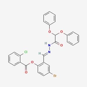 molecular formula C28H20BrClN2O5 B12023428 4-Bromo-2-(2-(diphenoxyacetyl)carbohydrazonoyl)phenyl 2-chlorobenzoate CAS No. 769150-36-9