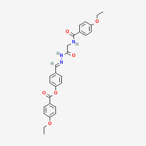 molecular formula C27H27N3O6 B12023434 4-(2-(((4-Ethoxybenzoyl)amino)acetyl)carbohydrazonoyl)phenyl 4-ethoxybenzoate CAS No. 764656-89-5