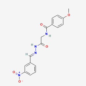 4-methoxy-N-[2-[(2E)-2-[(3-nitrophenyl)methylidene]hydrazinyl]-2-oxoethyl]benzamide