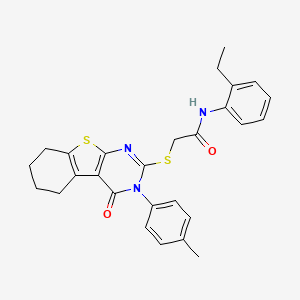 N-(2-ethylphenyl)-2-{[3-(4-methylphenyl)-4-oxo-3,4,5,6,7,8-hexahydro[1]benzothieno[2,3-d]pyrimidin-2-yl]sulfanyl}acetamide