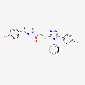 2-[[4,5-bis(4-methylphenyl)-1,2,4-triazol-3-yl]sulfanyl]-N-[(Z)-1-(4-fluorophenyl)ethylideneamino]acetamide