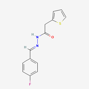 molecular formula C13H11FN2OS B12023679 N'-[(E)-(4-fluorophenyl)methylidene]-2-(thiophen-2-yl)acetohydrazide 