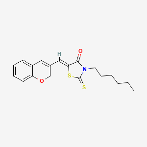 molecular formula C19H21NO2S2 B12023687 5-(2H-Chromen-3-ylmethylene)-3-hexyl-2-thioxo-1,3-thiazolidin-4-one CAS No. 618076-48-5