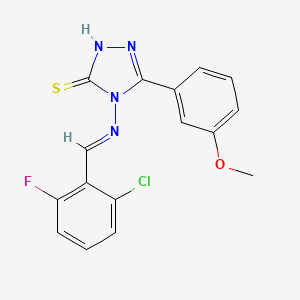 molecular formula C16H12ClFN4OS B12023702 4-{[(E)-(2-chloro-6-fluorophenyl)methylidene]amino}-5-(3-methoxyphenyl)-4H-1,2,4-triazole-3-thiol 