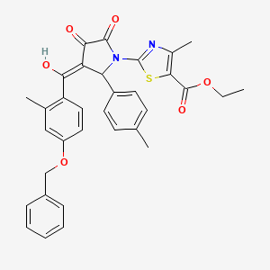 ethyl 2-[3-[4-(benzyloxy)-2-methylbenzoyl]-4-hydroxy-2-(4-methylphenyl)-5-oxo-2,5-dihydro-1H-pyrrol-1-yl]-4-methyl-1,3-thiazole-5-carboxylate