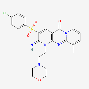 5-(4-chlorophenyl)sulfonyl-6-imino-11-methyl-7-(2-morpholin-4-ylethyl)-1,7,9-triazatricyclo[8.4.0.03,8]tetradeca-3(8),4,9,11,13-pentaen-2-one