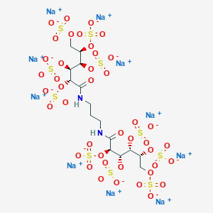 molecular formula C15H20N2Na10O42S10 B1202382 Decasodium;[(2R,3S,4R,5R)-1-oxo-1-[3-[[(2R,3S,4R,5R)-2,3,4,5,6-pentasulfonatooxyhexanoyl]amino]propylamino]-2,4,5,6-tetrasulfonatooxyhexan-3-yl] sulfate CAS No. 123072-43-5