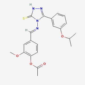 molecular formula C21H22N4O4S B12023826 4-((E)-{[3-(3-Isopropoxyphenyl)-5-sulfanyl-4H-1,2,4-triazol-4-YL]imino}methyl)-2-methoxyphenyl acetate 