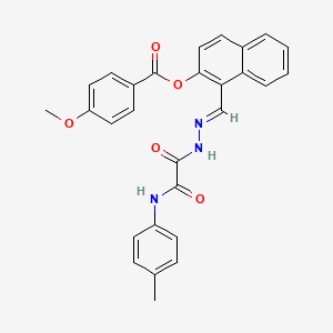 molecular formula C28H23N3O5 B12023852 1-(2-(Oxo(4-toluidino)acetyl)carbohydrazonoyl)-2-naphthyl 4-methoxybenzoate CAS No. 769152-34-3