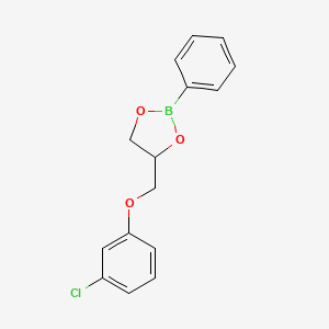 molecular formula C15H14BClO3 B1202386 Benzeneboronic acid, cyclic ((m-chlorophenoxy)methyl)ethylene ester CAS No. 2170-23-2