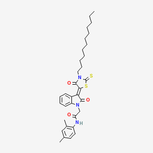 molecular formula C33H41N3O3S2 B12023927 N-(2,4-dimethylphenyl)-2-[(3Z)-3-(3-dodecyl-4-oxo-2-thioxo-1,3-thiazolidin-5-ylidene)-2-oxo-2,3-dihydro-1H-indol-1-yl]acetamide CAS No. 618081-19-9