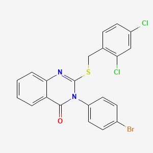 molecular formula C21H13BrCl2N2OS B12023952 3-(4-bromophenyl)-2-[(2,4-dichlorobenzyl)sulfanyl]quinazolin-4(3H)-one 