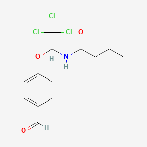 molecular formula C13H14Cl3NO3 B12023958 N-[2,2,2-trichloro-1-(4-formylphenoxy)ethyl]butanamide 