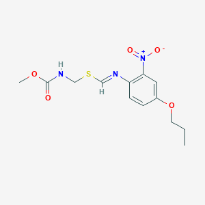 molecular formula C13H17N3O5S B1202398 1-(2-Nitro-4-propyloxyphenyl)-3-carbomethoxy-S-methylisothiourea CAS No. 75255-01-5