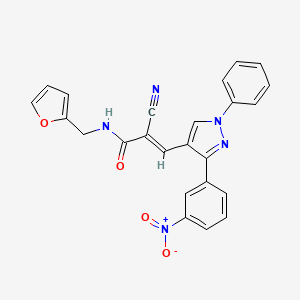 2-Cyano-N-(furan-2-ylmethyl)-3-(3-(3-nitrophenyl)-1-phenyl-1H-pyrazol-4-yl)acrylamide