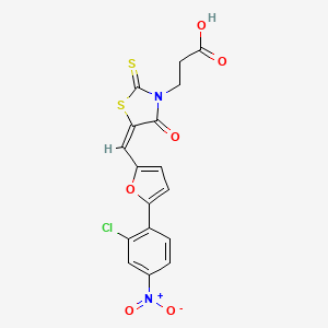 3-((5E)-5-{[5-(2-Chloro-4-nitrophenyl)-2-furyl]methylene}-4-oxo-2-thioxo-1,3-thiazolidin-3-YL)propanoic acid