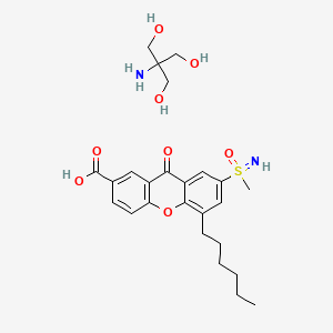 B1202406 9H-Xanthene-2-carboxylic acid, 5-hexyl-7-(S-methylsulfonimidoyl)-9-oxo-, compd. with 2-amino-2-(hydroxymethyl)-1,3-propanediol (1:1) CAS No. 66934-53-0