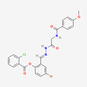 molecular formula C24H19BrClN3O5 B12024064 4-BR-2-(2-(((4-Methoxybenzoyl)amino)AC)carbohydrazonoyl)phenyl 2-chlorobenzoate CAS No. 769151-31-7