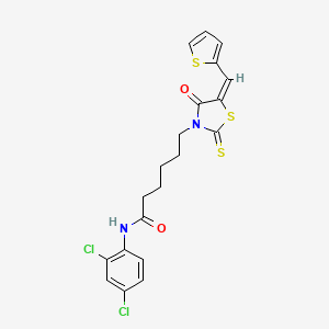 molecular formula C20H18Cl2N2O2S3 B12024102 N-(2,4-Dichlorophenyl)-6-[(5E)-4-oxo-5-(2-thienylmethylene)-2-thioxo-1,3-thiazolidin-3-YL]hexanamide 