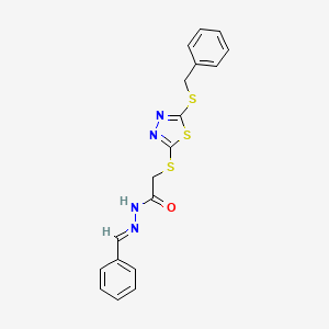 molecular formula C18H16N4OS3 B12024126 N'-Benzylidene-2-((5-(benzylthio)-1,3,4-thiadiazol-2-yl)thio)acetohydrazide CAS No. 315200-99-8