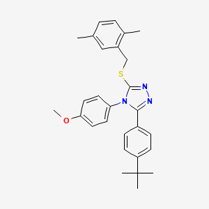 molecular formula C28H31N3OS B12024147 3-(4-tert-butylphenyl)-5-[(2,5-dimethylbenzyl)sulfanyl]-4-(4-methoxyphenyl)-4H-1,2,4-triazole 