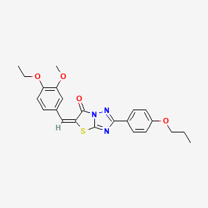 molecular formula C23H23N3O4S B12024164 (5E)-5-(4-ethoxy-3-methoxybenzylidene)-2-(4-propoxyphenyl)[1,3]thiazolo[3,2-b][1,2,4]triazol-6(5H)-one CAS No. 618076-66-7