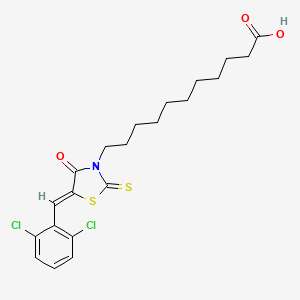 molecular formula C21H25Cl2NO3S2 B12024200 11-[(5Z)-5-(2,6-dichlorobenzylidene)-4-oxo-2-thioxo-1,3-thiazolidin-3-yl]undecanoic acid 