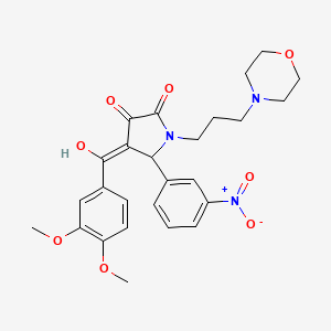 molecular formula C26H29N3O8 B12024230 4-(3,4-dimethoxybenzoyl)-3-hydroxy-1-[3-(4-morpholinyl)propyl]-5-(3-nitrophenyl)-1,5-dihydro-2H-pyrrol-2-one CAS No. 615276-06-7