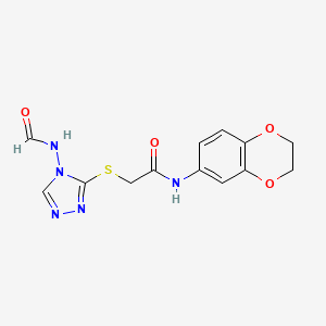 N-(2,3-dihydro-1,4-benzodioxin-6-yl)-2-{[4-(formylamino)-4H-1,2,4-triazol-3-yl]sulfanyl}acetamide