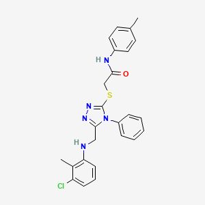 2-({5-[(3-chloro-2-methylanilino)methyl]-4-phenyl-4H-1,2,4-triazol-3-yl}sulfanyl)-N-(4-methylphenyl)acetamide