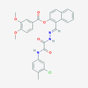 1-((2-(2-((3-Chloro-4-methylphenyl)amino)-2-oxoacetyl)hydrazono)methyl)naphthalen-2-yl 3,4-dimethoxybenzoate