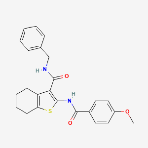 molecular formula C24H24N2O3S B12024287 N-benzyl-2-[(4-methoxybenzoyl)amino]-4,5,6,7-tetrahydro-1-benzothiophene-3-carboxamide 