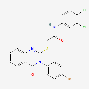 molecular formula C22H14BrCl2N3O2S B12024360 2-{[3-(4-bromophenyl)-4-oxo-3,4-dihydroquinazolin-2-yl]sulfanyl}-N-(3,4-dichlorophenyl)acetamide 