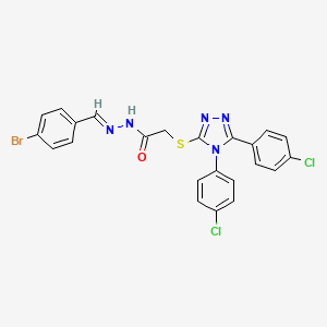 2-{[4,5-bis(4-chlorophenyl)-4H-1,2,4-triazol-3-yl]sulfanyl}-N'-[(E)-(4-bromophenyl)methylidene]acetohydrazide