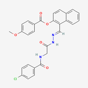 molecular formula C28H22ClN3O5 B12024449 [1-[(E)-[[2-[(4-chlorobenzoyl)amino]acetyl]hydrazinylidene]methyl]naphthalen-2-yl] 4-methoxybenzoate 